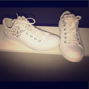 white leather leopard print converse